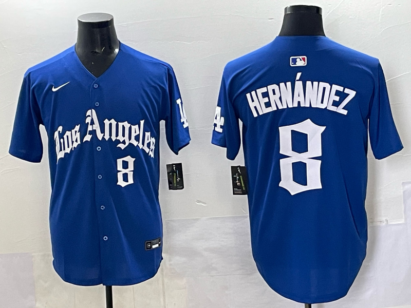 Men Los Angeles Dodgers #8 Hernandez Blue 2025 Nike MLB Jersey style 006->los angeles dodgers->MLB Jersey